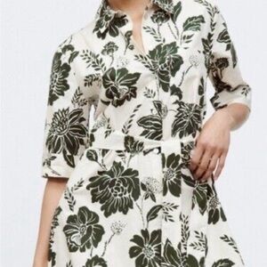 Floral Print Women's Top - Green and White